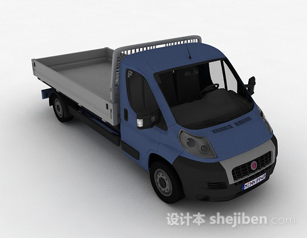 蓝色拉货车3d模型下载