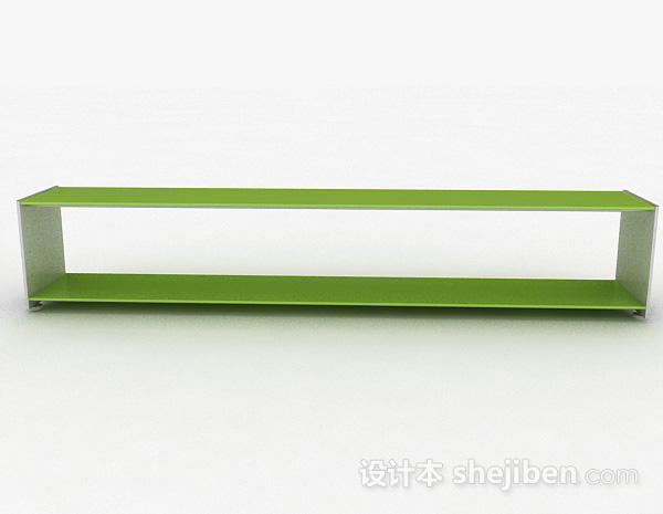 现代风格双层绿色置物架3d模型下载