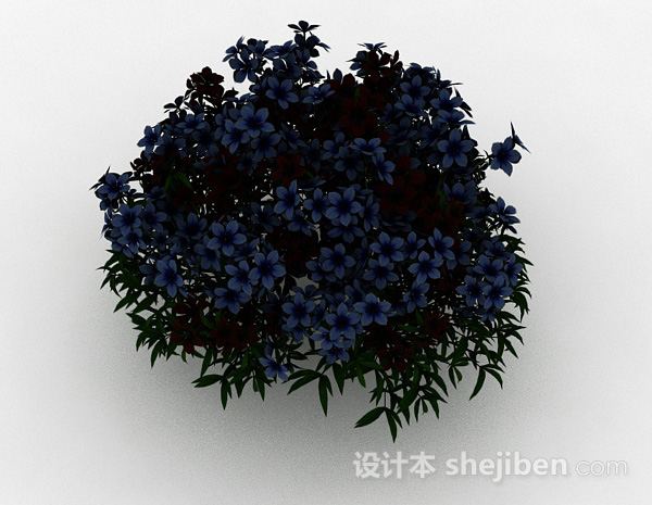 免费蓝色花朵观赏花丛3d模型下载