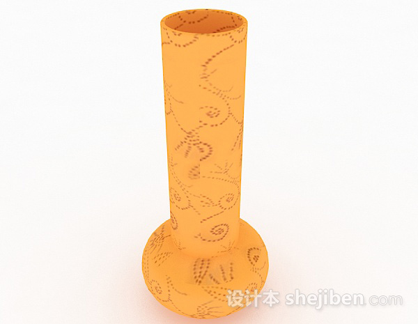 设计本黄色陶瓷花瓶3d模型下载