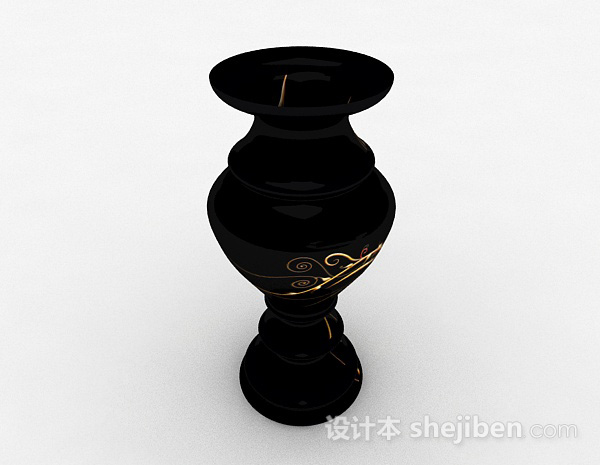 现代风格黑色广口瓷器瓶