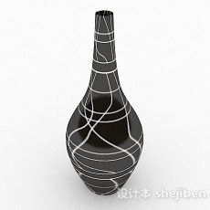 黑色花纹陶瓷摆件3d模型下载