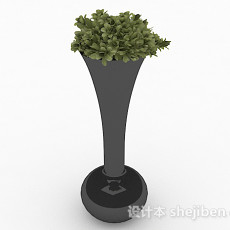 黑色喇叭状长颈花瓶3d模型下载