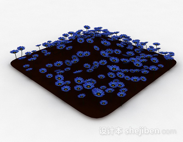 海蓝色花卉植物模型