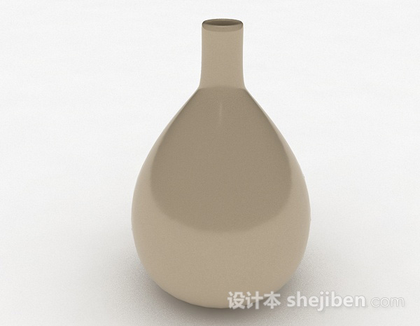 浅棕色大肚陶瓷花瓶3d模型下载