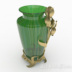 绿色玻璃造型广口瓶3d模型下载