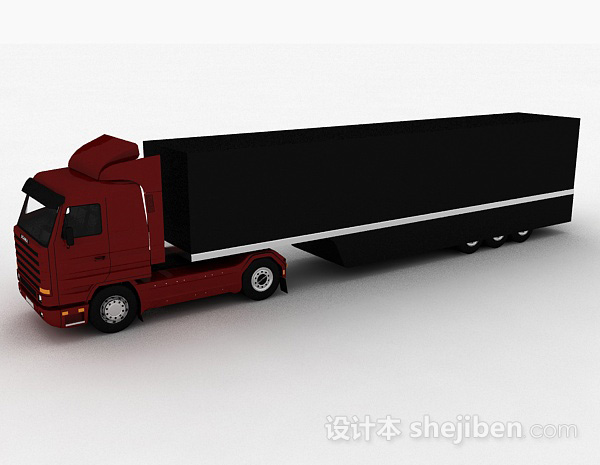 设计本红黑色大卡车3d模型下载