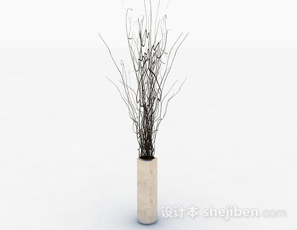 米色陶瓷花瓶3d模型下载