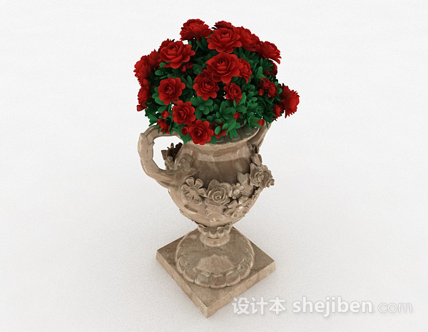 欧式风格欧式浮雕大肚花瓶3d模型下载