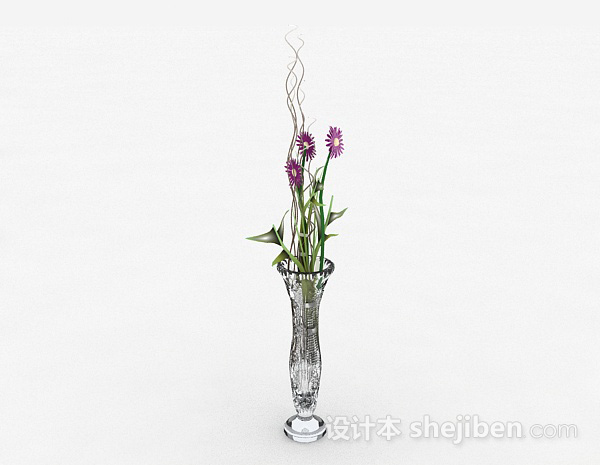 家居广口玻璃花瓶摆件3d模型下载