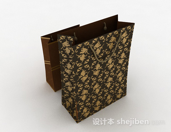 设计本棕色纸袋3d模型下载