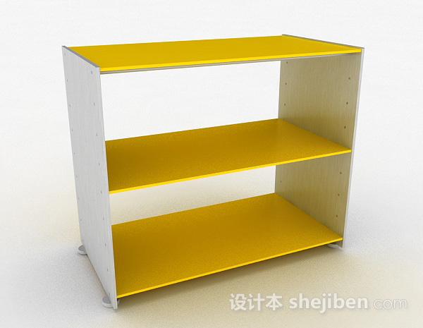 黄色简约三层鞋柜3d模型下载