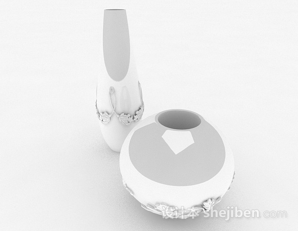 设计本白色瓷器花瓶3d模型下载