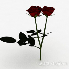 红色玫瑰3d模型下载