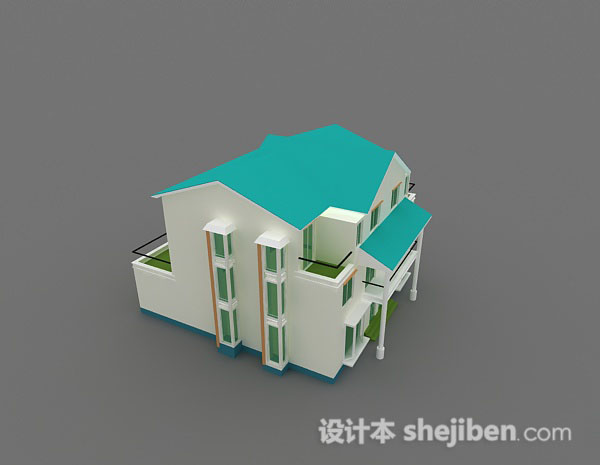 现代风格绿色小公寓3d模型下载