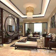 中式客厅吊顶吊灯3d模型下载