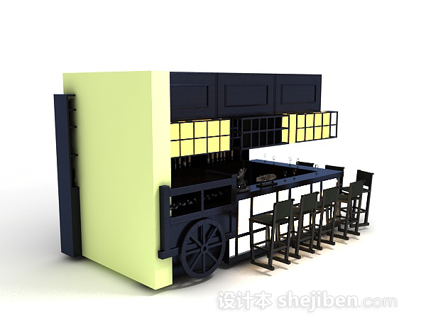 免费酒柜吧台3d模型下载