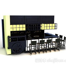 酒柜吧台3d模型下载