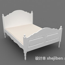 欧式白色双人床3d模型下载