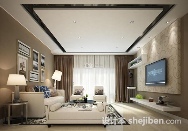 现代客厅窗帘3d模型