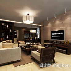 新中式客厅博古架3d模型下载