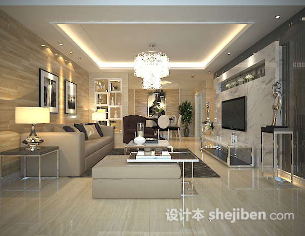 3d现代客厅家具模型