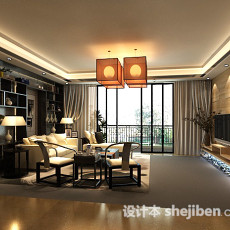 新中式客厅吊灯3d模型下载
