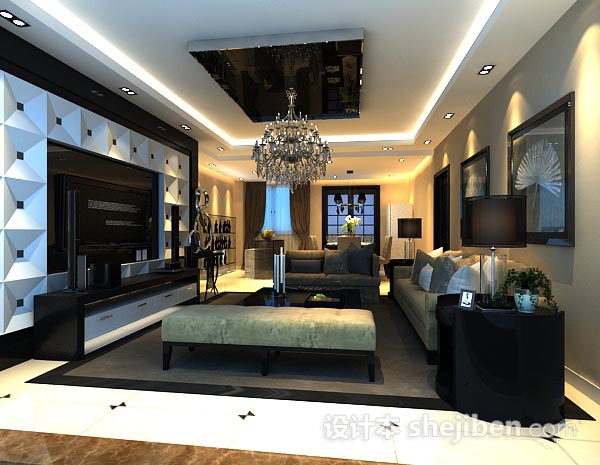 新中式客厅电视柜3d模型下载