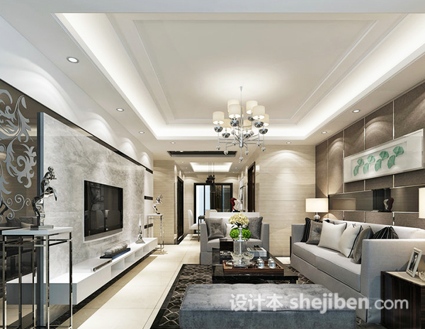 现代风格客厅家具3d模型下载