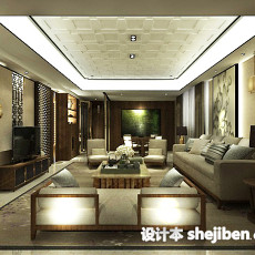 中式简约客厅3d模型下载
