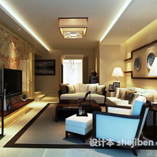新中式客厅吸顶灯3d模型下载