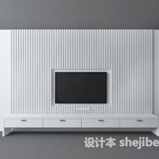 纯白电视背景墙3d模型下载