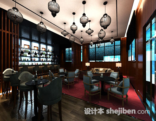中式餐厅3d吊灯模型