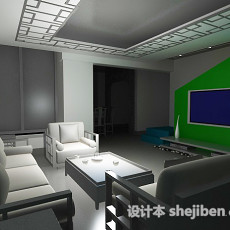 简中式客厅3d模型下载
