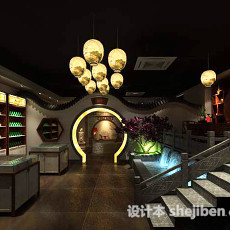 中式别墅楼梯3d模型下载