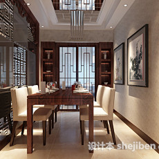 新中式家居餐厅3d模型下载