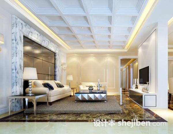 欧式风格客厅3d模型