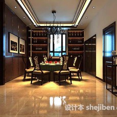 中式家居餐厅3d模型下载