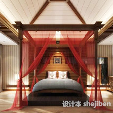 东南亚风格婚房卧室3d模型下载