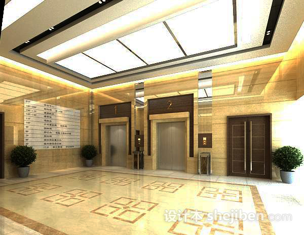 现代电梯走廊模型