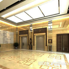 现代电梯走廊3d模型下载