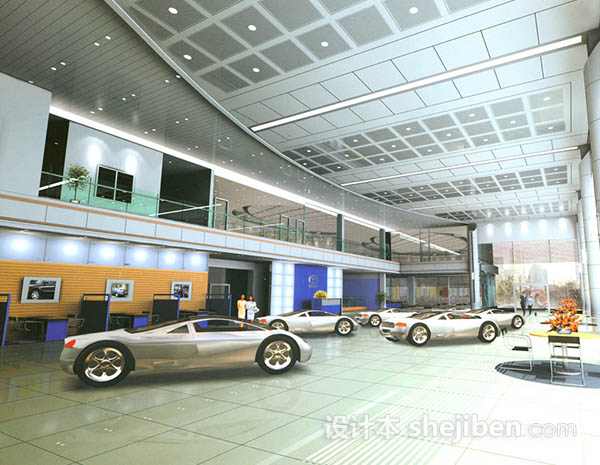 汽车展厅场景3d模型下载