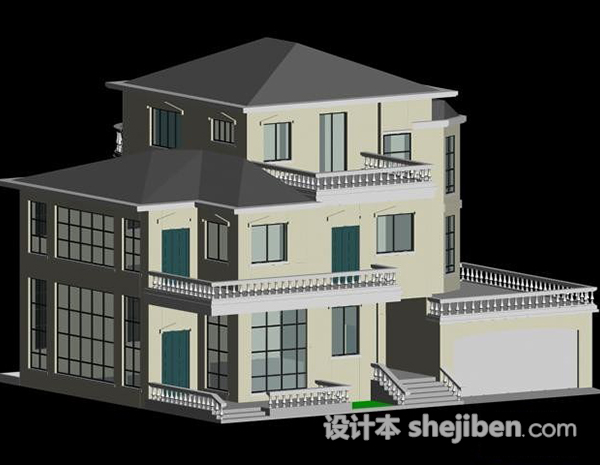 欧式建筑别墅3d模型下载