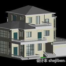 欧式建筑别墅3d模型下载