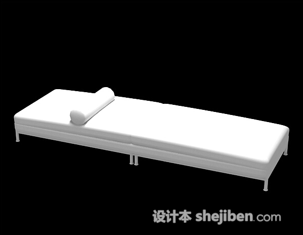 白色沙发长凳3d模型下载