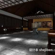 古典中式展厅3d模型下载