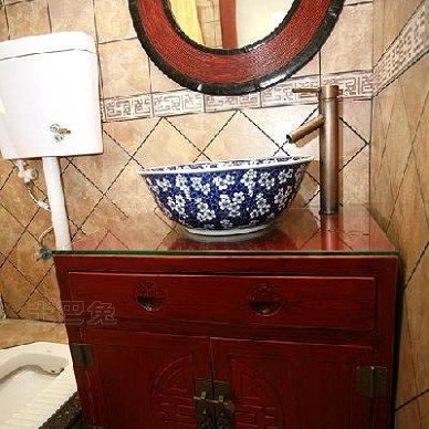 中式现代仿古浴室柜图片